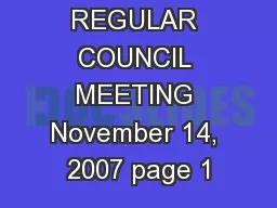 REGULAR COUNCIL MEETING November 14, 2007 page 1