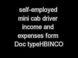 self-employed mini cab driver income and expenses form Doc typeHBINCO