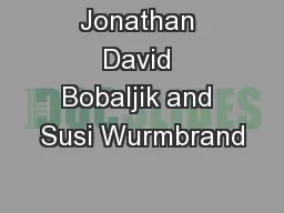 Jonathan David Bobaljik and Susi Wurmbrand