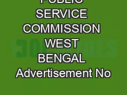 PUBLIC SERVICE COMMISSION WEST BENGAL Advertisement No