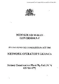 SCHEDULE SPECIALMINISTERIALLYIMPOSED LICENCE CONDITIONSFOR SYDNEY DESA