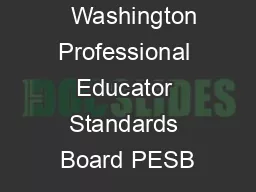    Washington Professional Educator Standards Board PESB