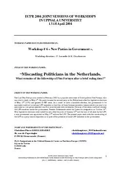 ECPR-JESSIONS W#6Miscasting Politicians in the Netherlands: What remai