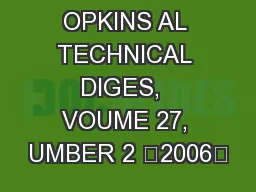 JOHNS OPKINS AL TECHNICAL DIGES,  VOUME 27, UMBER 2 2006