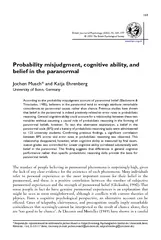 Probabilitymisjudgment,cognitiveability,andbeliefintheparanormalJochen