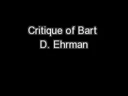 Critique of Bart D. Ehrman