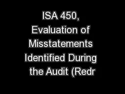 ISA 450, Evaluation of Misstatements Identified During the Audit (Redr
