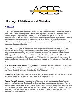 Glossary of Mathematical Mistakes By