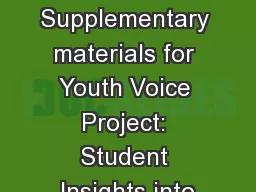 Supplementary materials for Youth Voice Project: Student Insights into