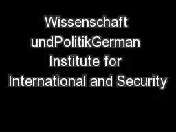 Wissenschaft undPolitikGerman Institute for International and Security