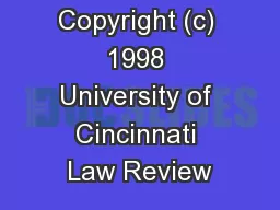 Copyright (c) 1998 University of Cincinnati Law Review