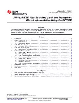 Application Report SNLAA April  Revised April  AN IEEE  Boundary Clock and Transparent