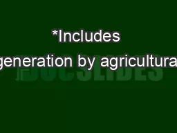 *Includes generation by agricultural