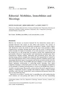 Editorial:Mobilities,ImmobilitiesandKEVINHANNAM*,MIMISHELLER**&JOHNURR
