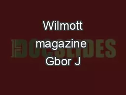  Wilmott magazine Gbor J