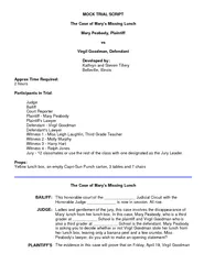 MOCK TRIAL SCRIPTThe Case of Mary's Missing LunchMary Peabody, Plainti