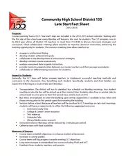 Community High School District 155 Late Start Fact Sheet