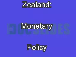 Reserve Bank of New Zealand: Monetary Policy Statement, -arch 2015
...