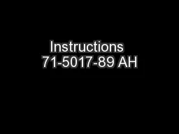 Instructions 71-5017-89 AH