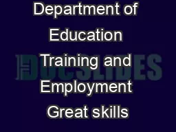 Department of Education Training and Employment Great skills