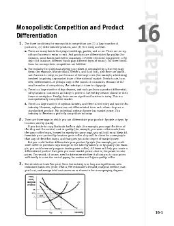 Monopolistic Competition and ProductDifferentiationThe three condition