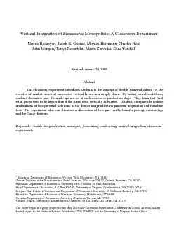 Vertical Integration of Successive Monopolists: A Classroom Experiment