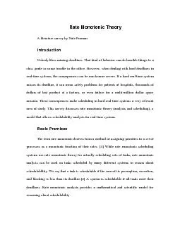 Rate Monotonic TheoryA literature survey by Nate FormanIntroductionNob
