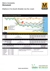 Metro timetable Monument