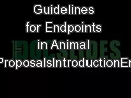 Guidelines for Endpoints in Animal Study ProposalsIntroductionEndpoint