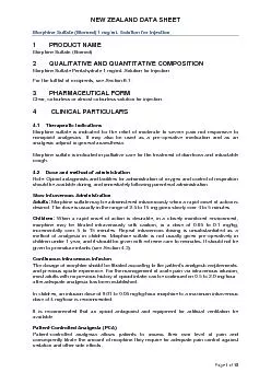 Data Sheet MORPHINE SULFATE INJECTION 1 mg/ml Presentation