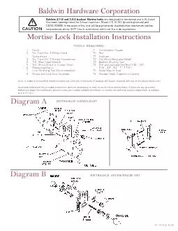 Baldwin Hardware CorporationMortise Lock Installation Instructions
...