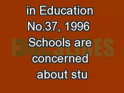 New Horizons in Education No.37, 1996  Schools are concerned about stu