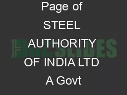 Page of STEEL AUTHORITY OF INDIA LTD A Govt
