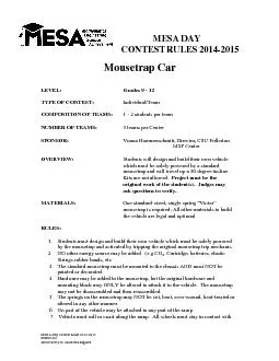 MESADAY     CONTESTRULES20142015ousetrap CarLEVEL:Grades 9 TYPE OF CON