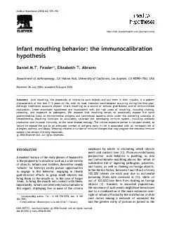 Infantmouthingbehavior:theimmunocalibrationhypothesisDanielM.T.Fessler