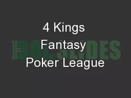 4 Kings Fantasy Poker League