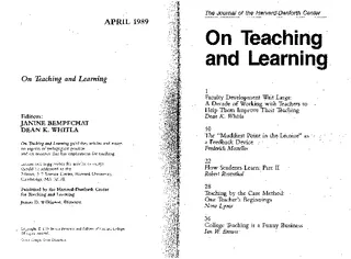 Teaching and Learning Editors: JANINE BEMPECHAT DEAN K. WHITLA