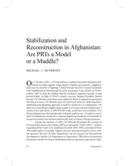 StabilizationandReconstructioninAfghanistan:ArePRTsaModeloraMuddle?MIC