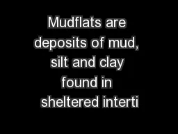 Mudflats are deposits of mud, silt and clay found in sheltered interti