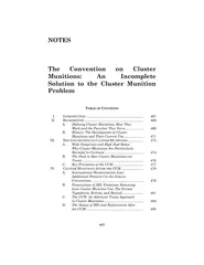 465 The Convention on Cluster Munitions: An Incomplete Solution to the