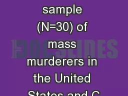 A nonrandom sample (N=30) of mass murderers in the United States and C