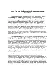 Mute Use and the Intonation Tendencies (part one) By Paul Baron  The u