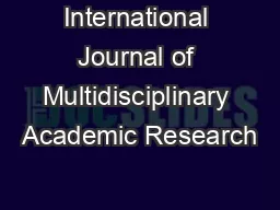 International Journal of Multidisciplinary Academic Research
