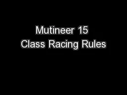 Mutineer 15 Class Racing Rules
