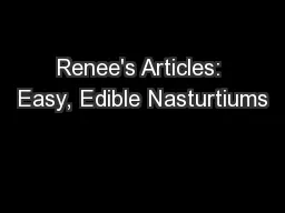 Renee's Articles: Easy, Edible Nasturtiums