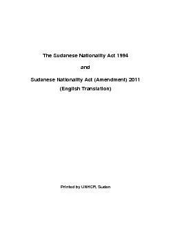 The Sudanese Nationality Act 1994 and Sudanese Nationality Act (Amendm