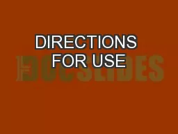 DIRECTIONS FOR USE