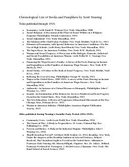 Chronological List of Books and Pamphlets by Scott Nearing