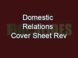 Domestic Relations Cover Sheet Rev