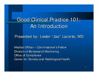 Good Clinical Practice  An Introduction Good Clinical Practice  An Introduction Presented